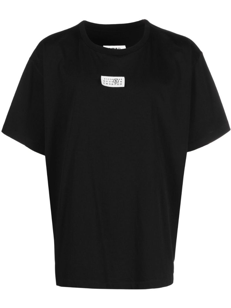 Black Numbers Patch Cotton T-shirt