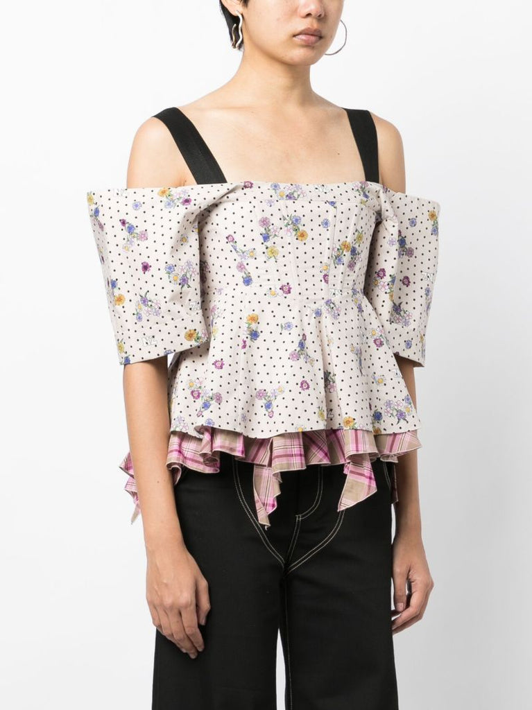 White Off-shoulder Cotton Blouse