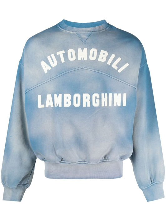 X Automobili Lamborghini Blue Logo-print Cotton Sweatshirt
