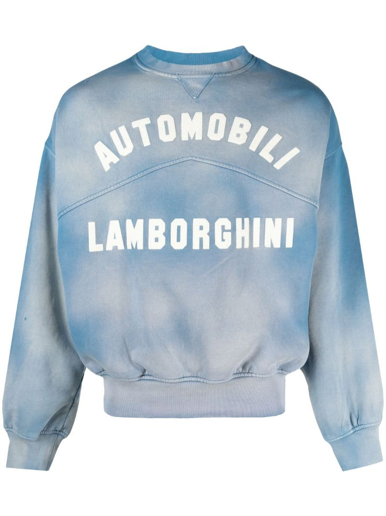 X Automobili Lamborghini Blue Logo-print Cotton Sweatshirt