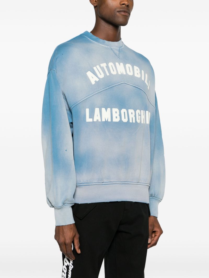 X Automobili Lamborghini Blue Logo-print Cotton Sweatshirt