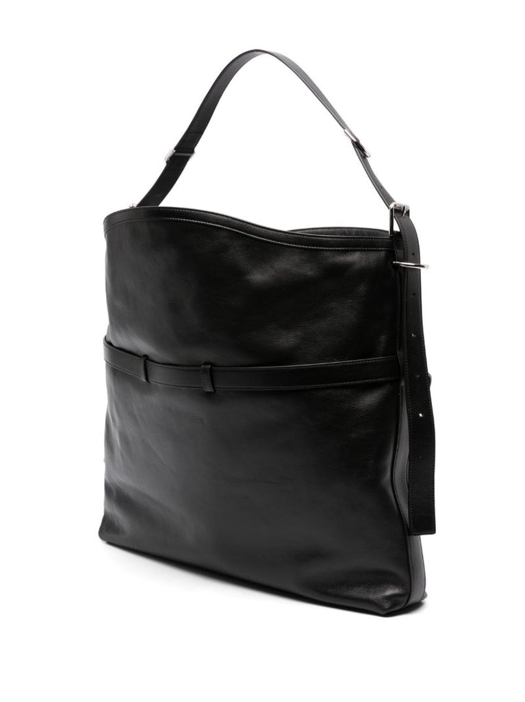 Black Voyou Large Leather Shoulder Bag