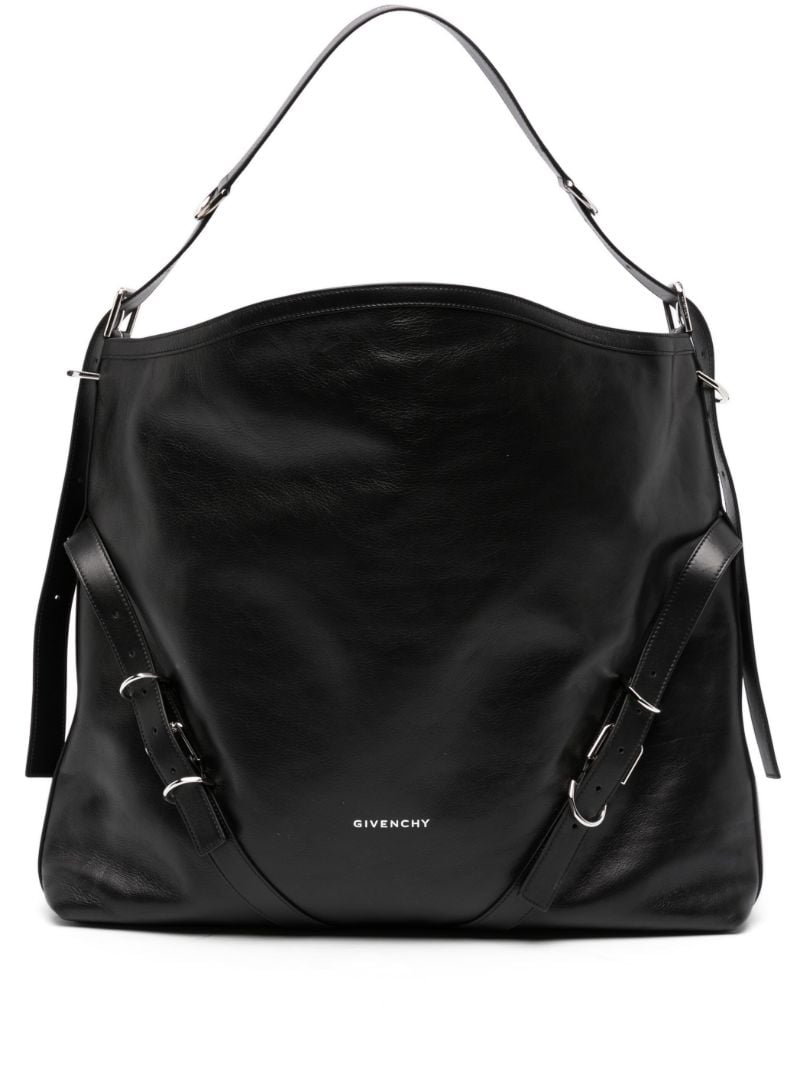 Black Voyou Large Leather Shoulder Bag