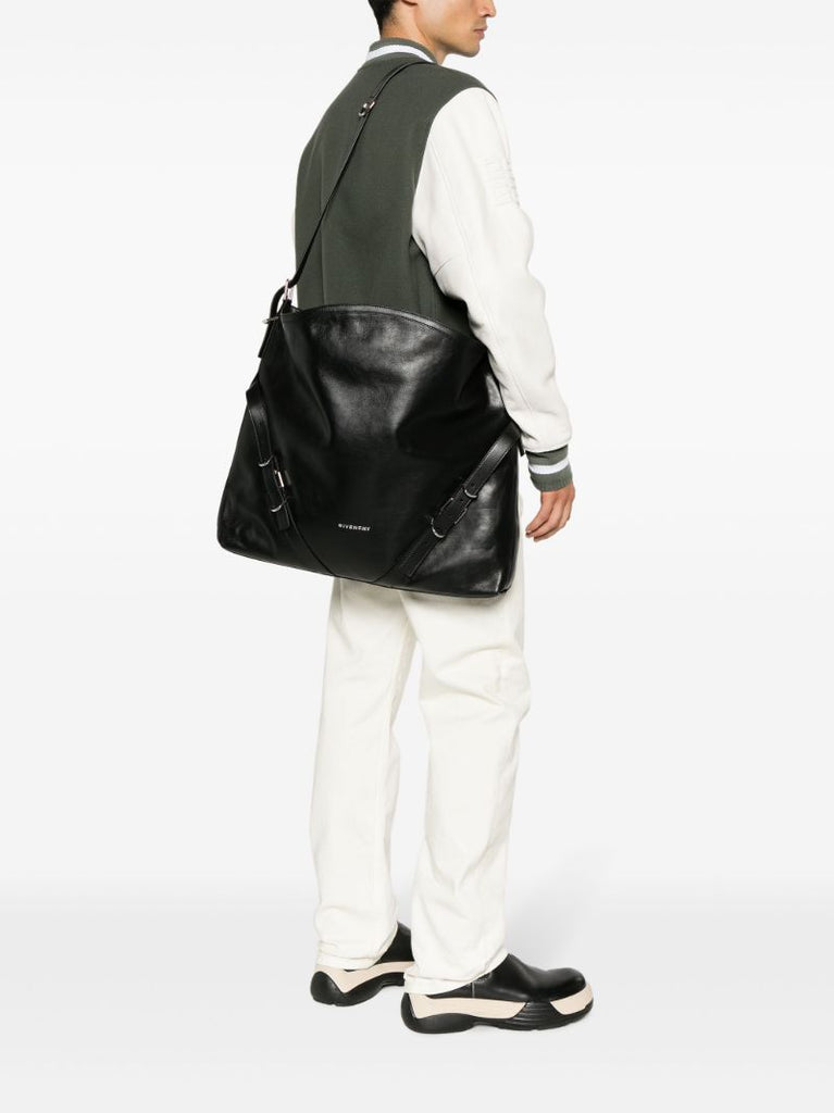 Black Voyou Large Leather Shoulder Bag