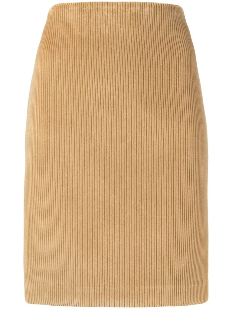 Brown Corduroy Pencil Skirt
