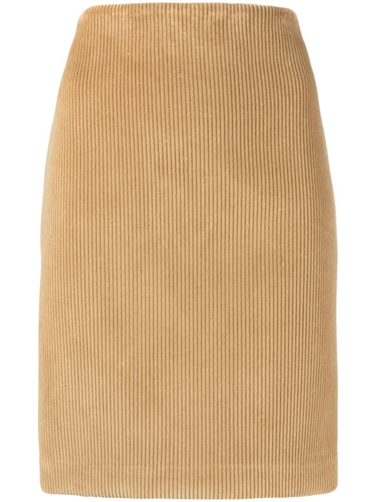 Brown Corduroy Pencil Skirt