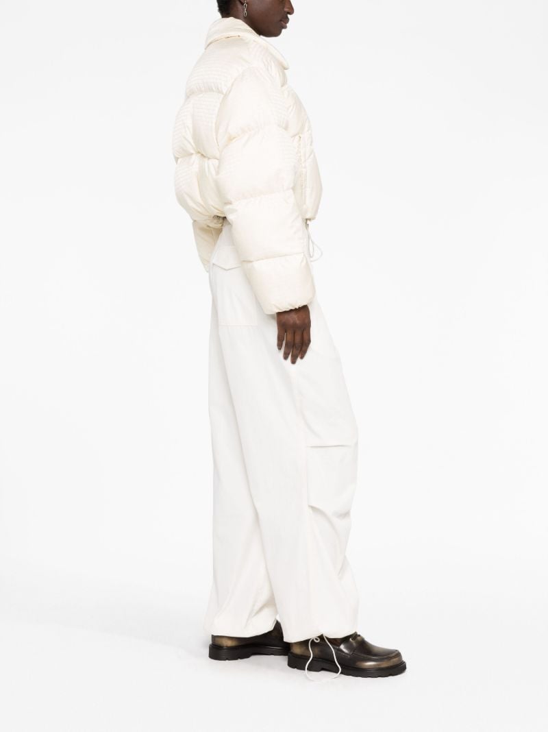Neutral Logo-embossed Cropped Puffer Jacket