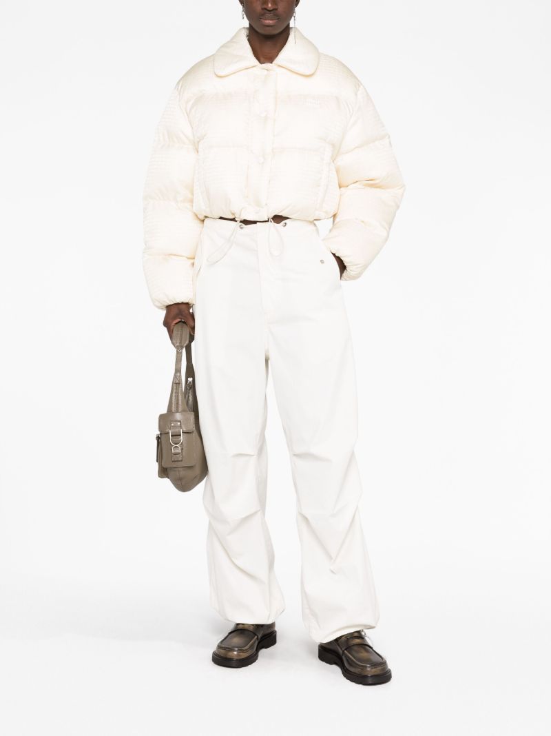 Neutral Logo-embossed Cropped Puffer Jacket