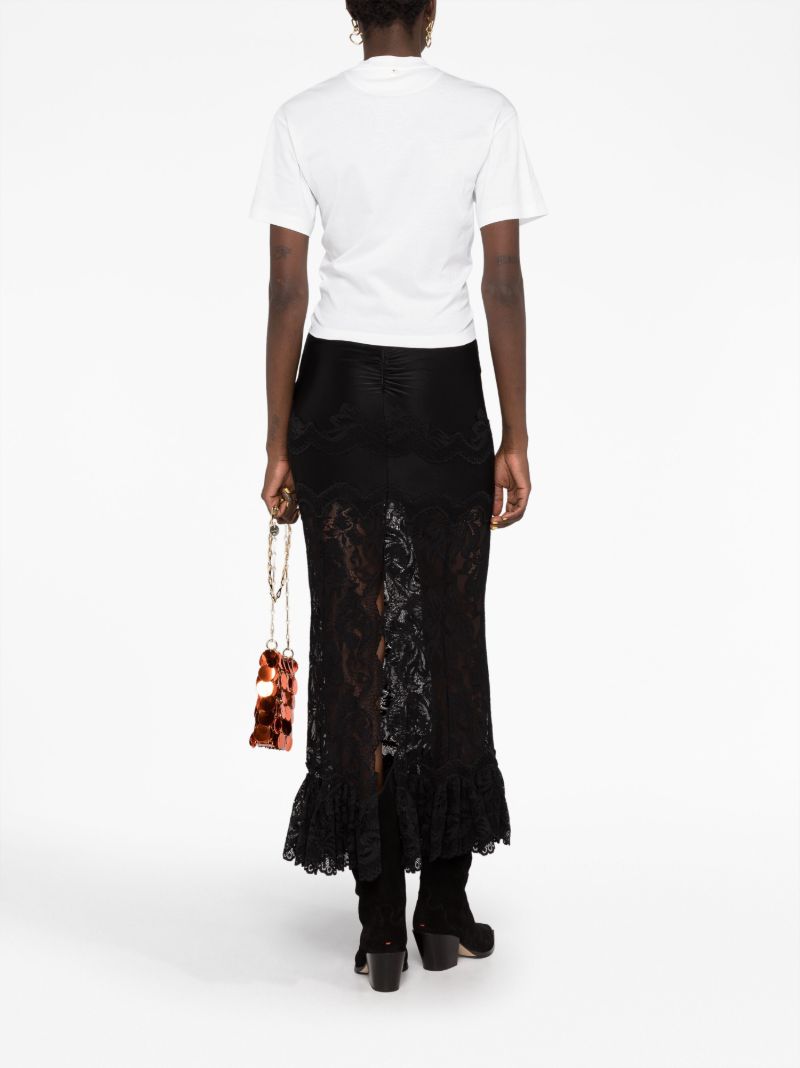 White Ruched Cropped Cotton T-shirt
