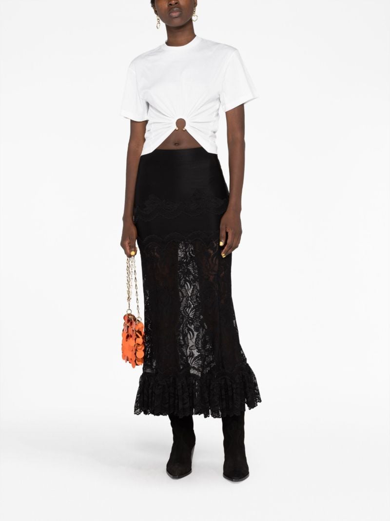 White Ruched Cropped Cotton T-shirt