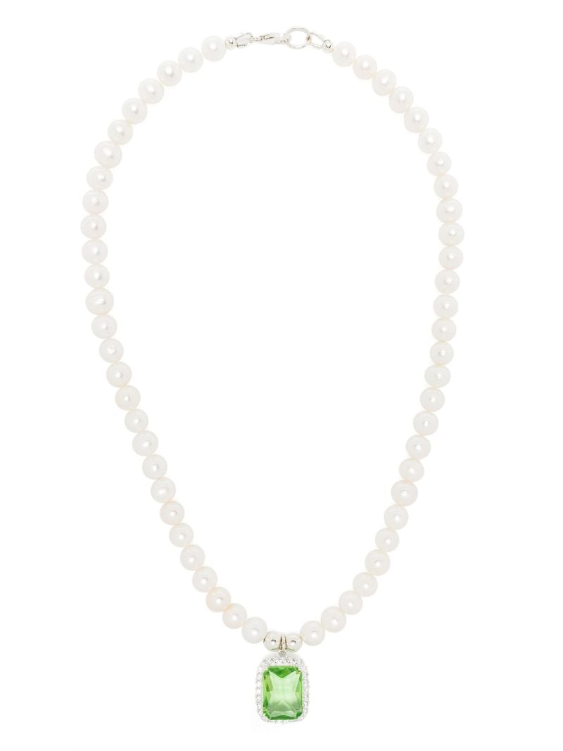 Sterling Silver Pearl and Crystal Necklace