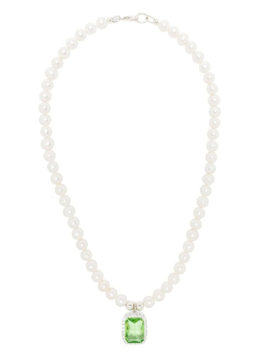 Sterling Silver Pearl and Crystal Necklace