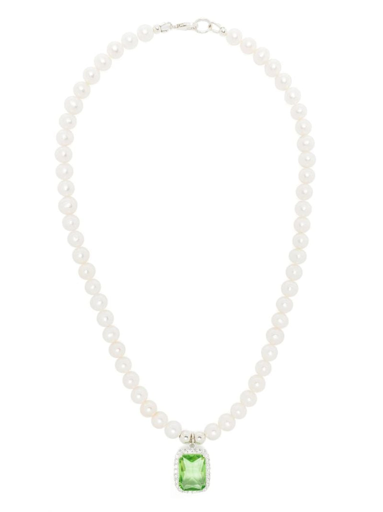 Sterling Silver Pearl and Crystal Necklace