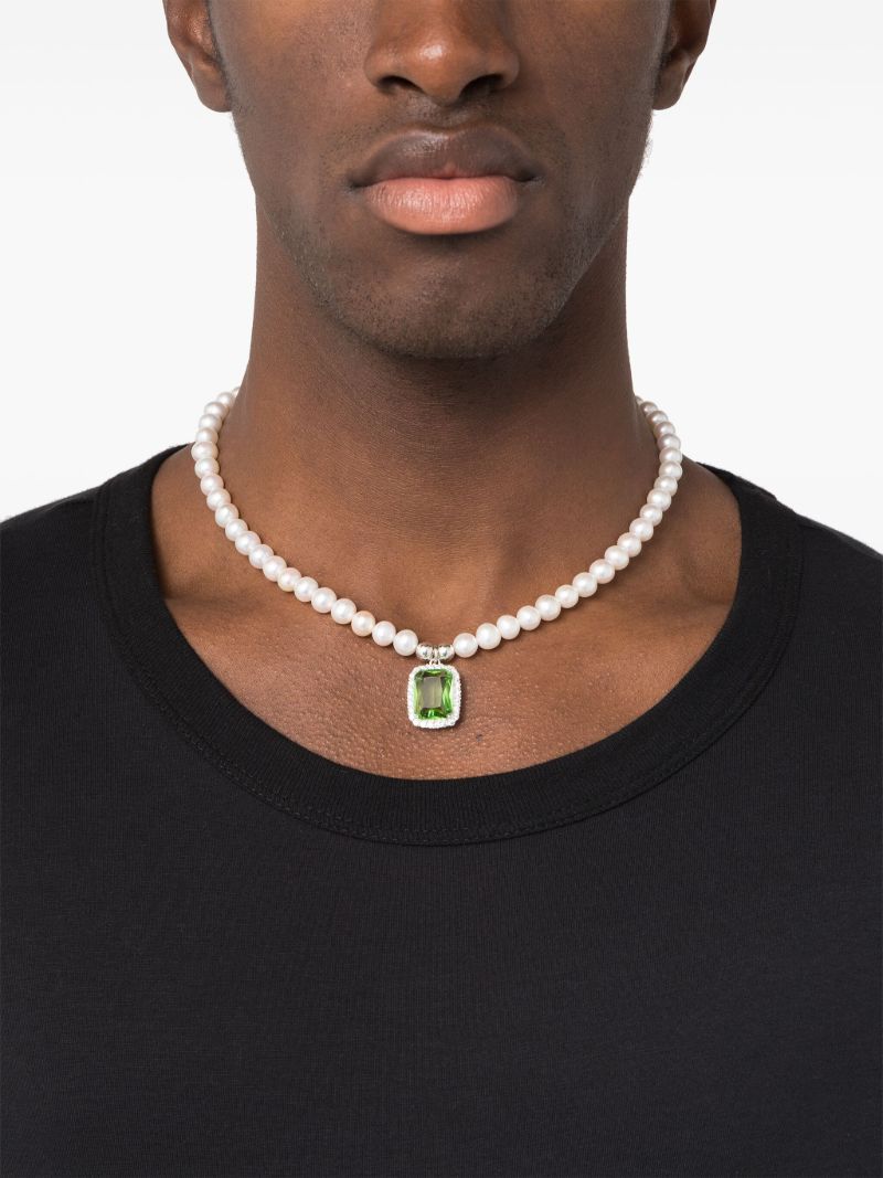 Sterling Silver Pearl and Crystal Necklace