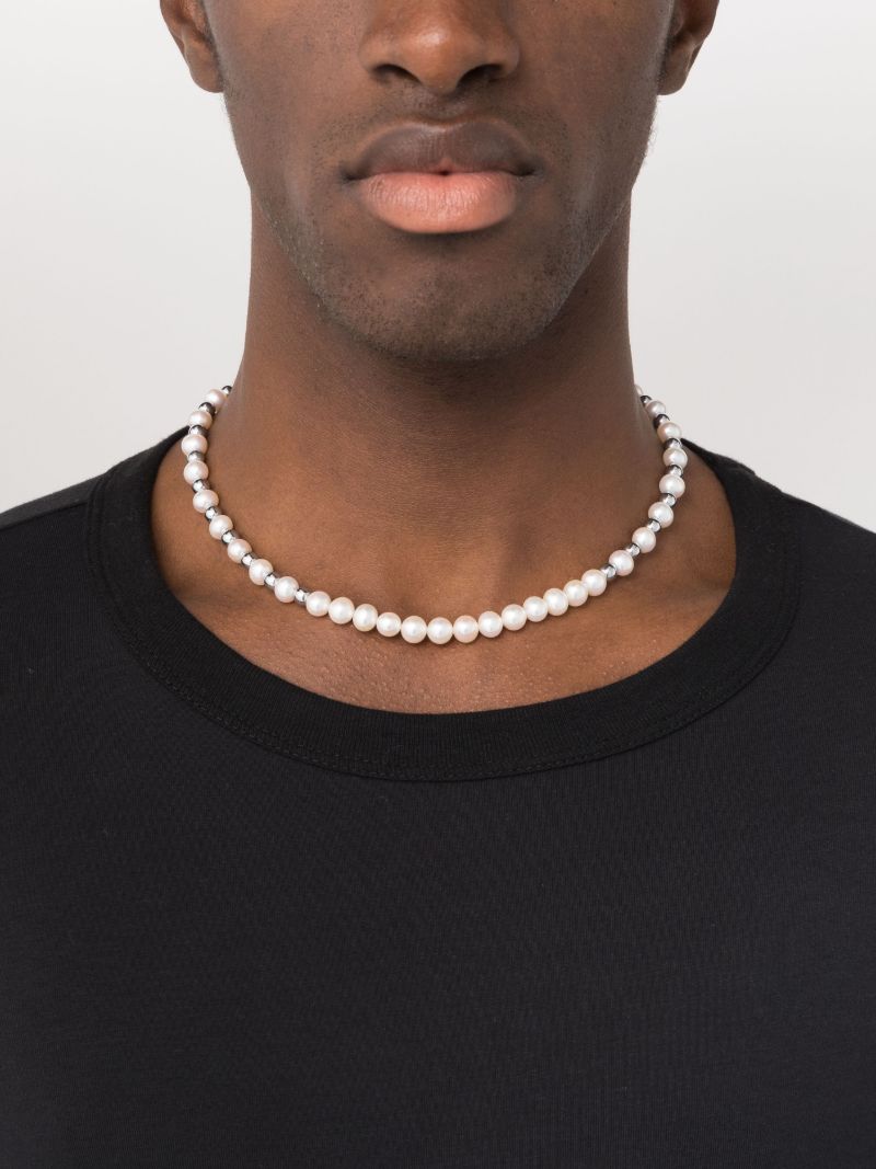 Sterling Silver Pearl and Hematite Necklace