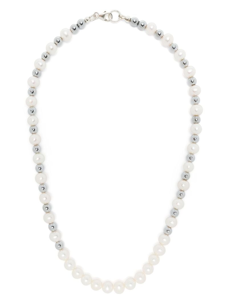 Sterling Silver Pearl and Hematite Necklace