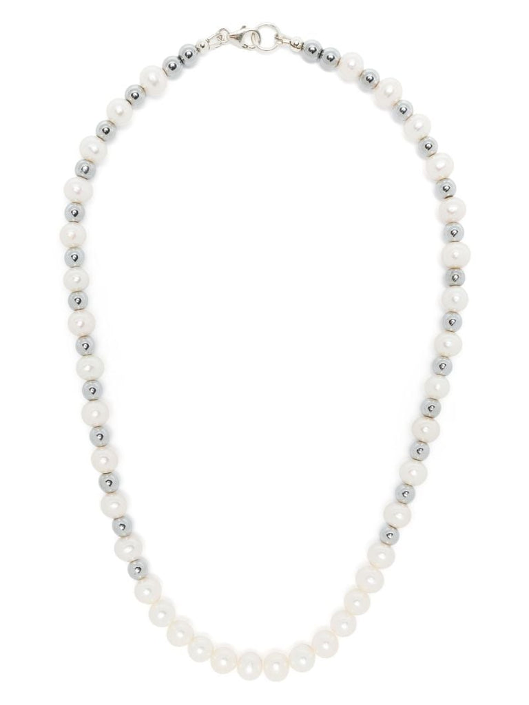 Sterling Silver Pearl and Hematite Necklace