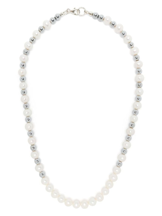 Sterling Silver Pearl and Hematite Necklace