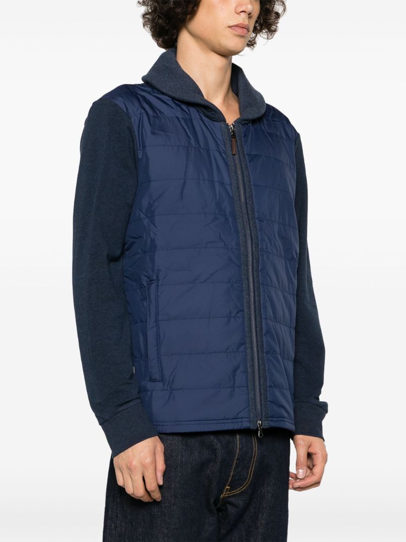 Blue Hybrid Quilted-panel Cardigan