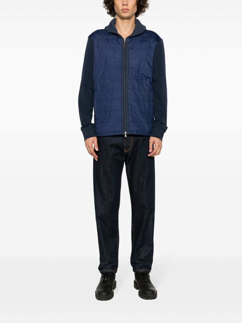 Blue Hybrid Quilted-panel Cardigan