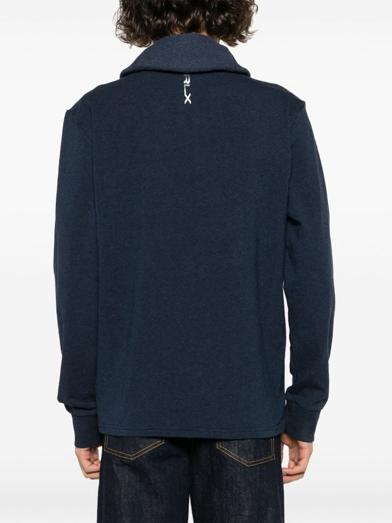 Blue Hybrid Quilted-panel Cardigan