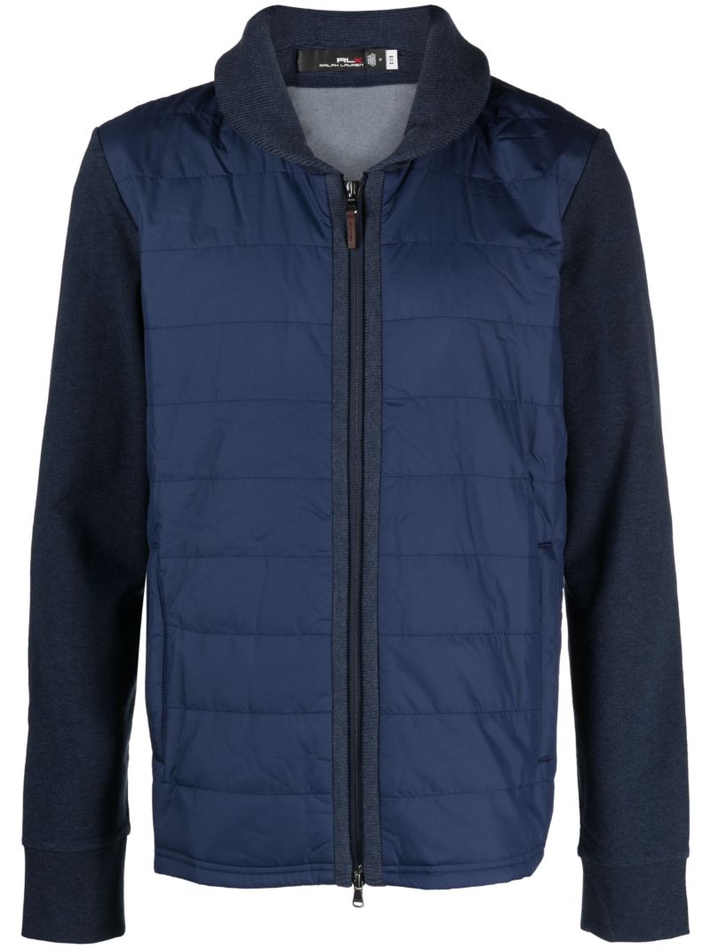 Blue Hybrid Quilted-panel Cardigan