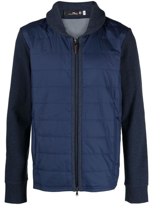 Blue Hybrid Quilted-panel Cardigan