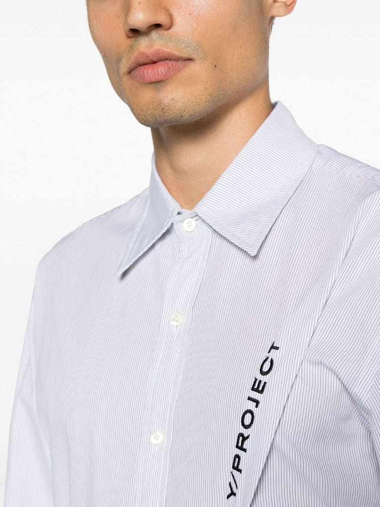 White Pinched Pinstripe Cotton Shirt
