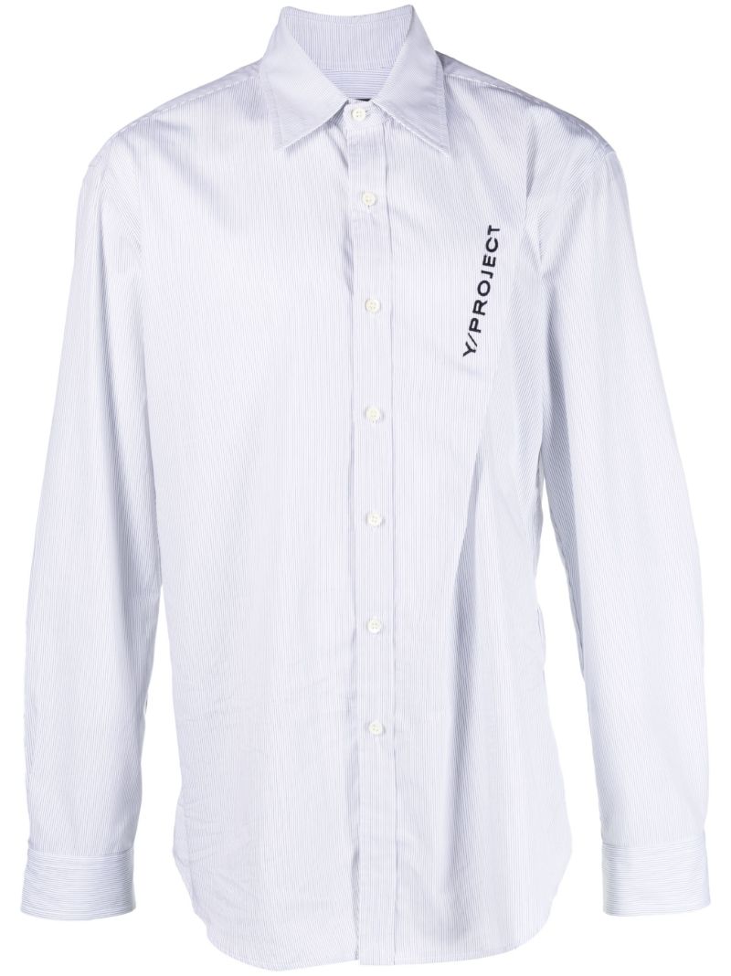 White Pinched Pinstripe Cotton Shirt