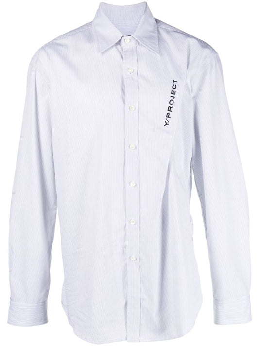 White Pinched Pinstripe Cotton Shirt