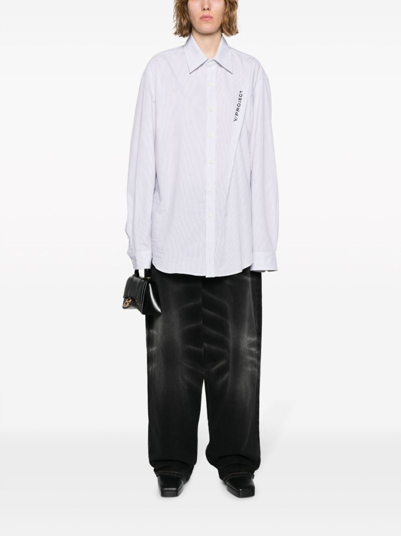 White Pinched Pinstripe Cotton Shirt