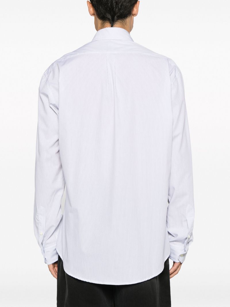 White Pinched Pinstripe Cotton Shirt