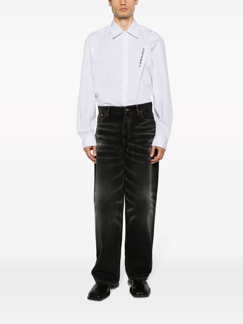 White Pinched Pinstripe Cotton Shirt