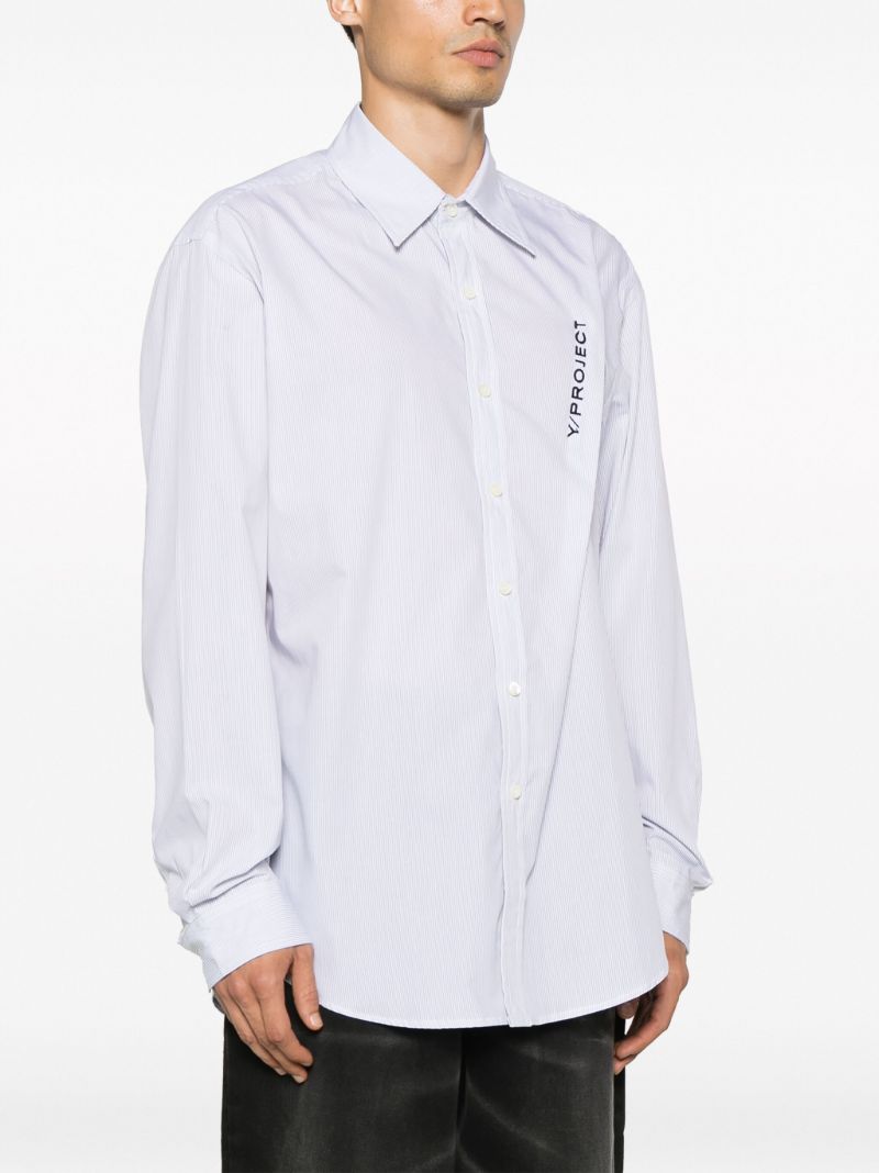 White Pinched Pinstripe Cotton Shirt