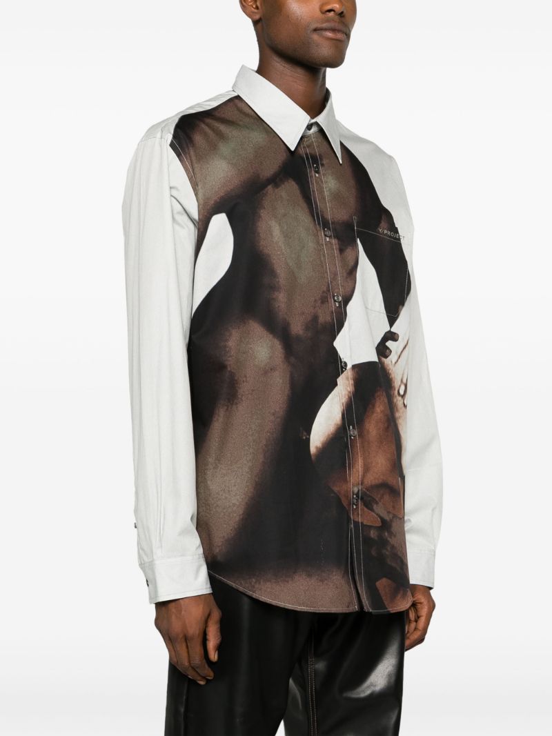 White Body Collage Cotton Shirt