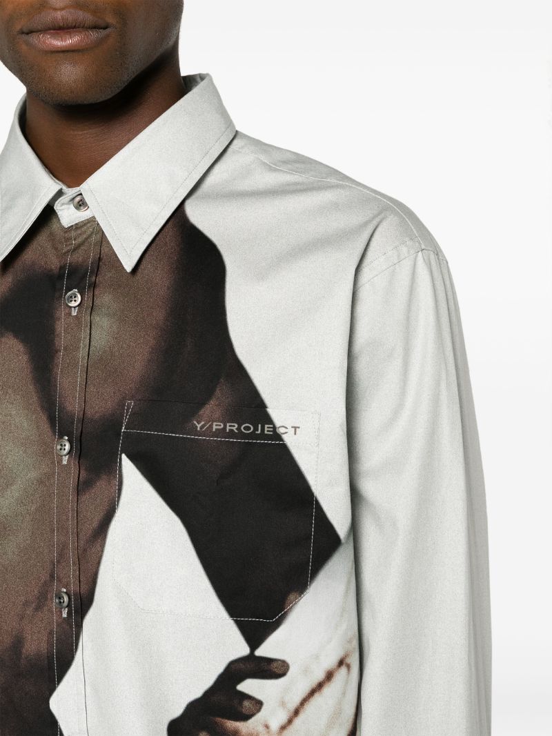 White Body Collage Cotton Shirt