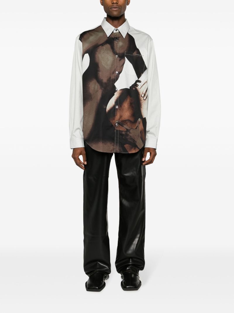 White Body Collage Cotton Shirt