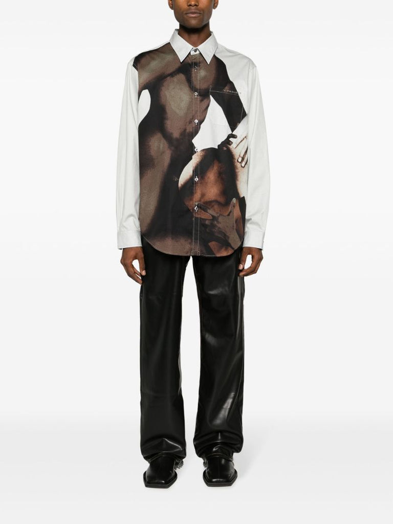 White Body Collage Cotton Shirt