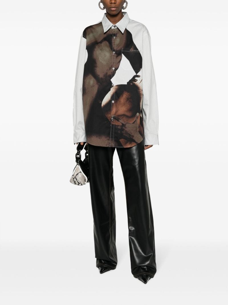 White Body Collage Cotton Shirt