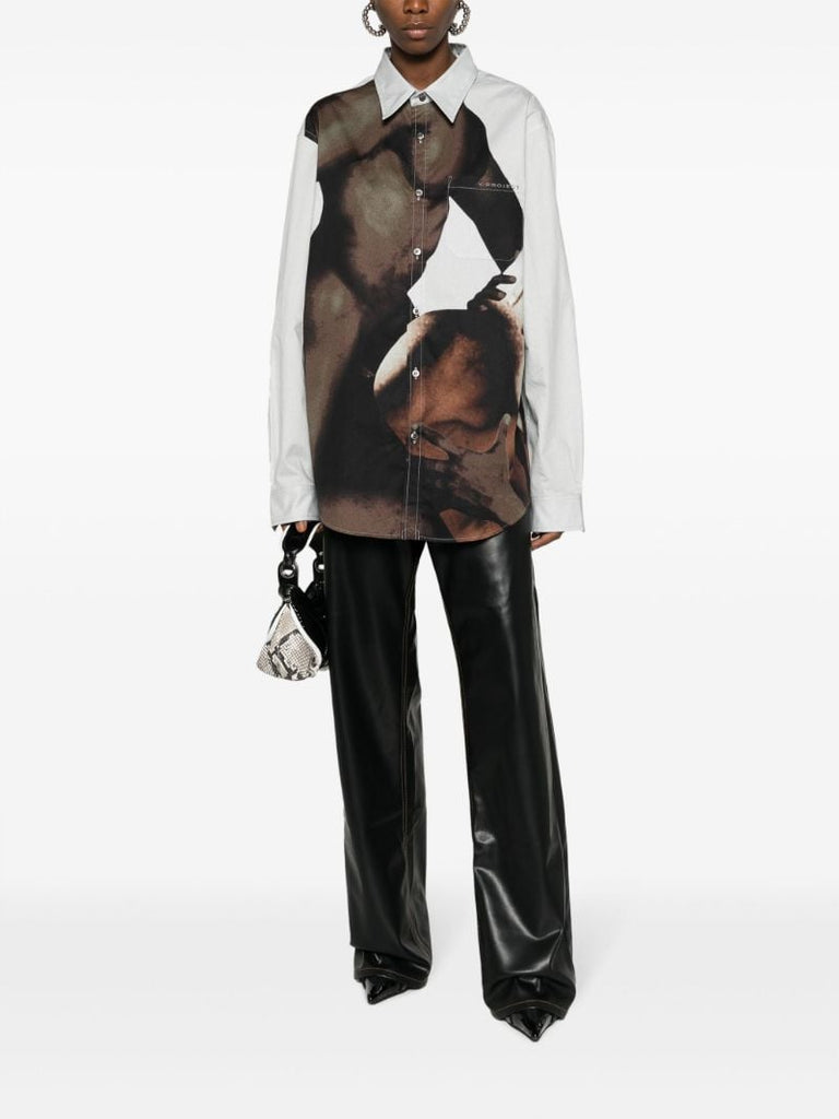 White Body Collage Cotton Shirt