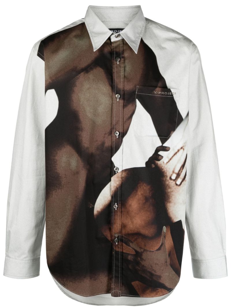 White Body Collage Cotton Shirt