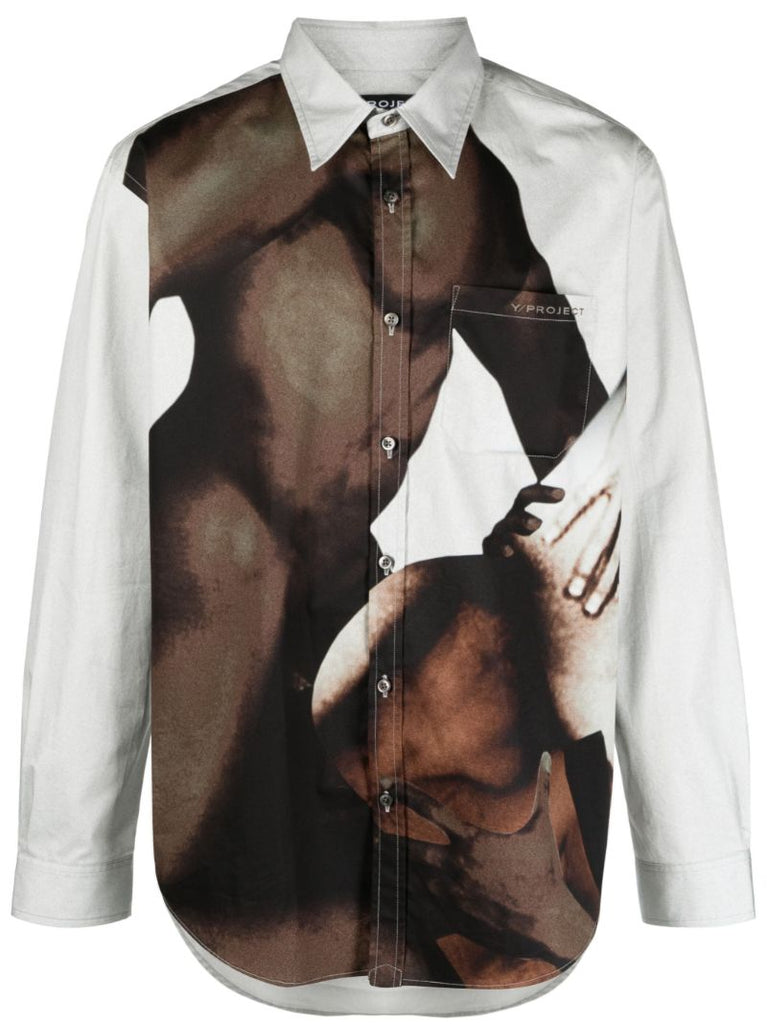 White Body Collage Cotton Shirt