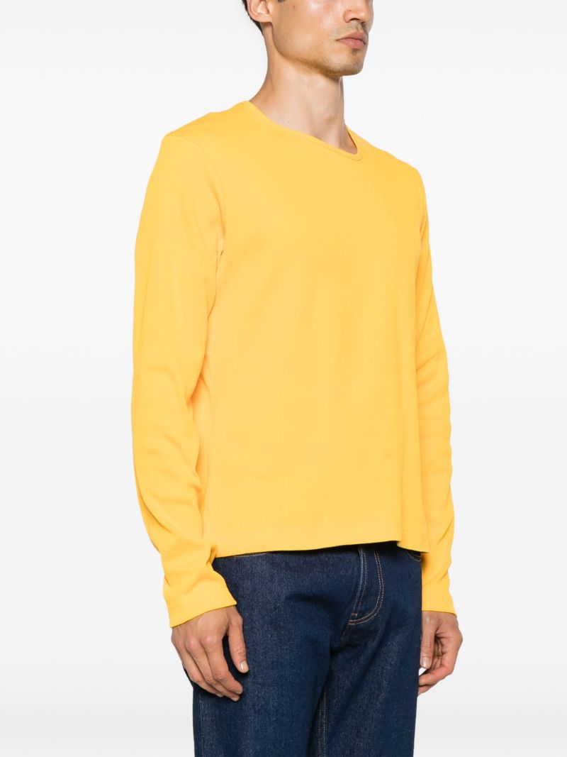 Yellow Asymmetric-neck Cotton T-shirt
