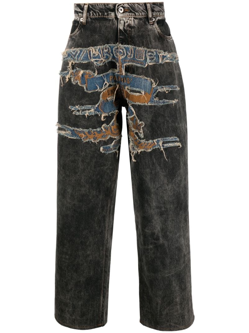 Black Best Patch Wide-leg Jeans