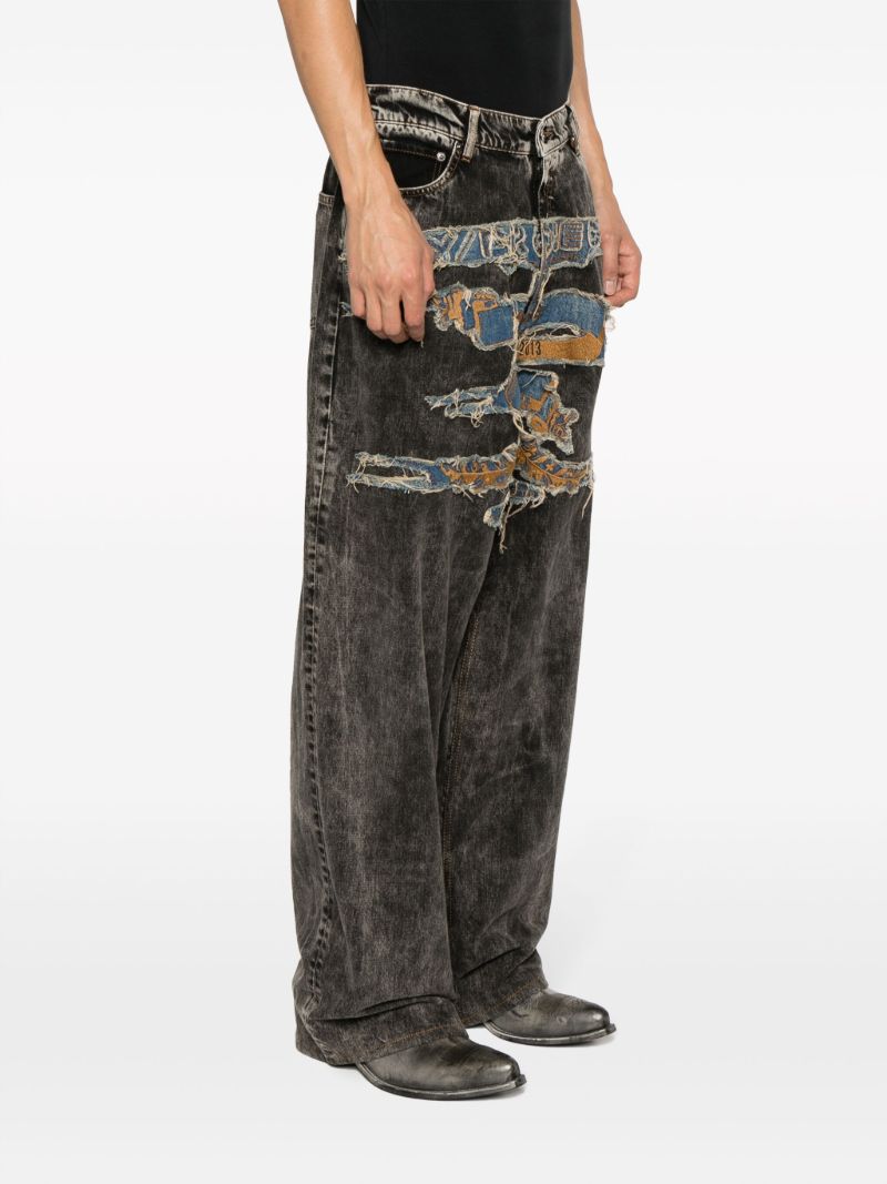 Black Best Patch Wide-leg Jeans