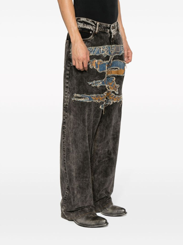 Black Best Patch Wide-leg Jeans