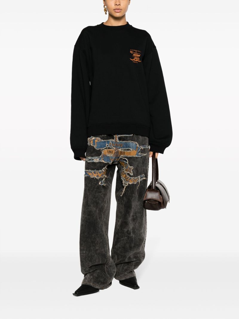 Black Best Patch Wide-leg Jeans