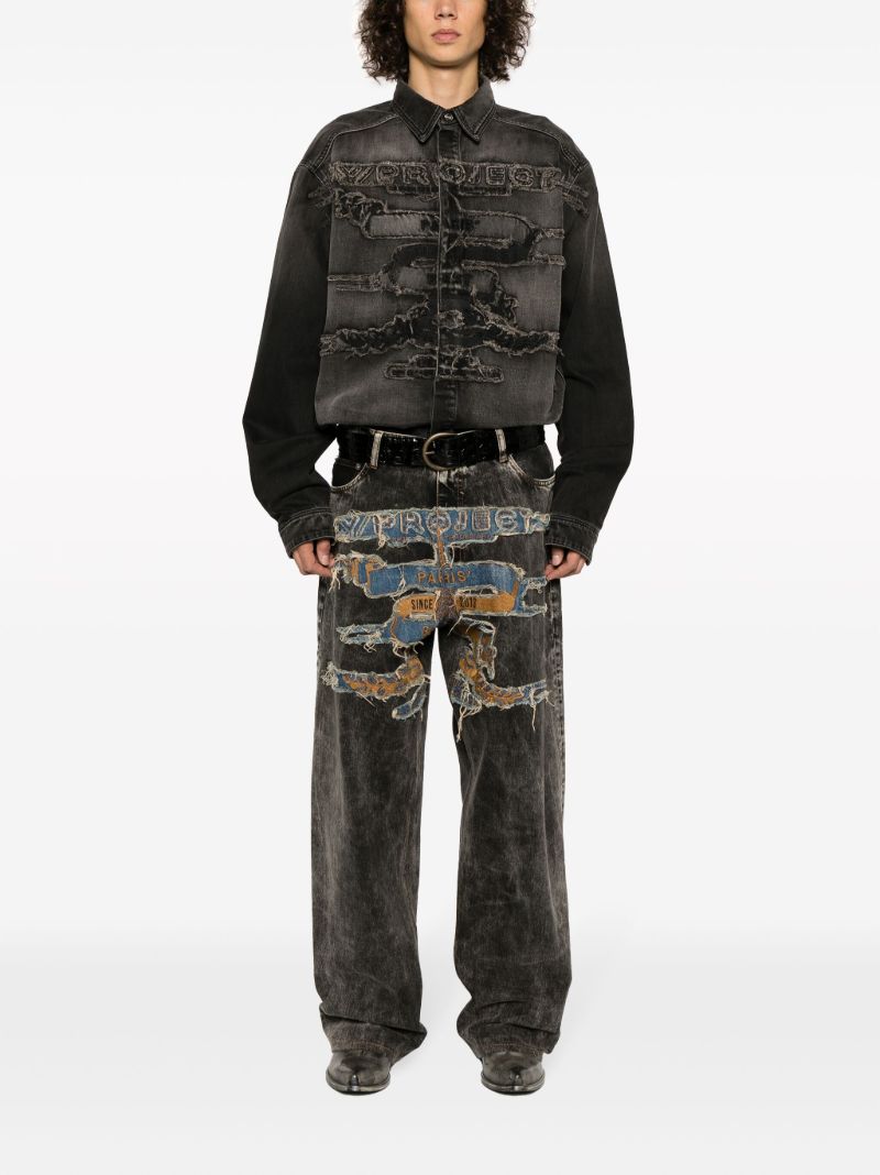 Black Best Patch Wide-leg Jeans