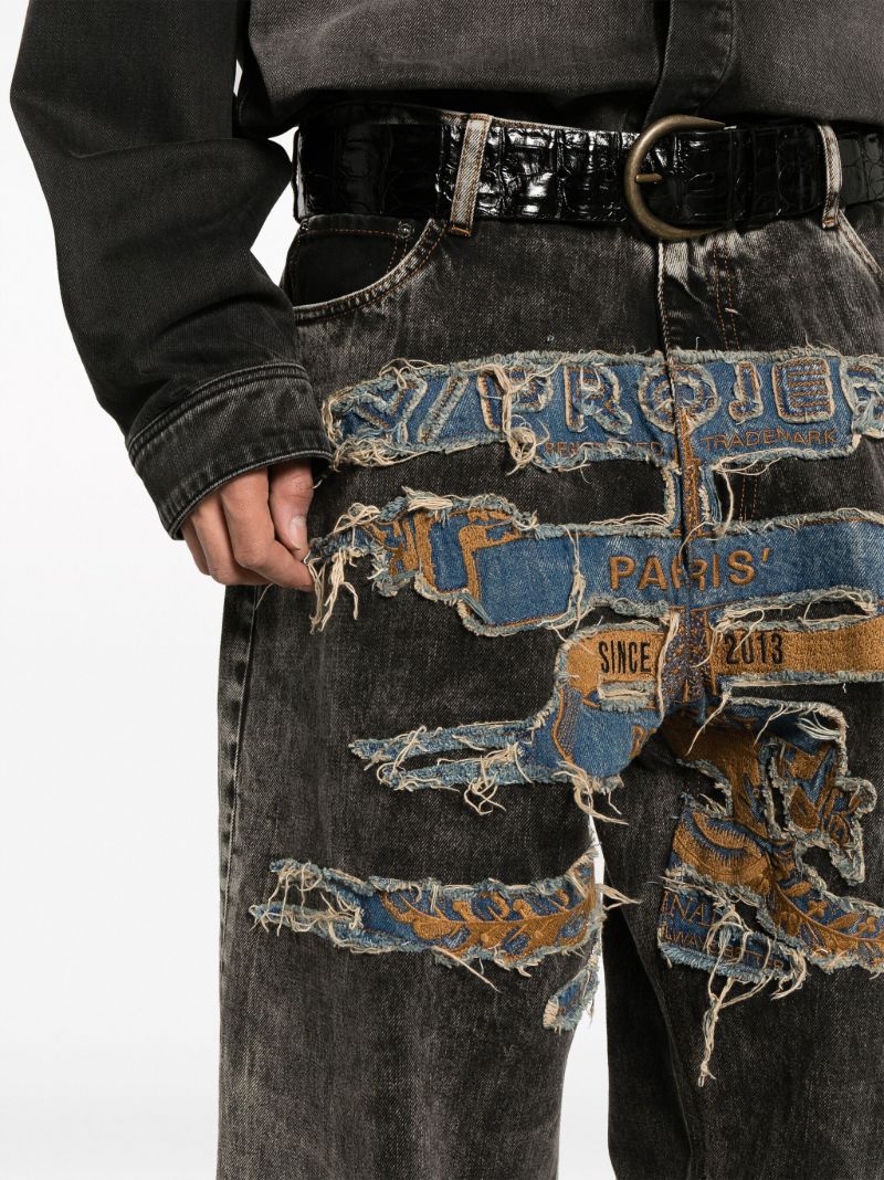 Black Best Patch Wide-leg Jeans