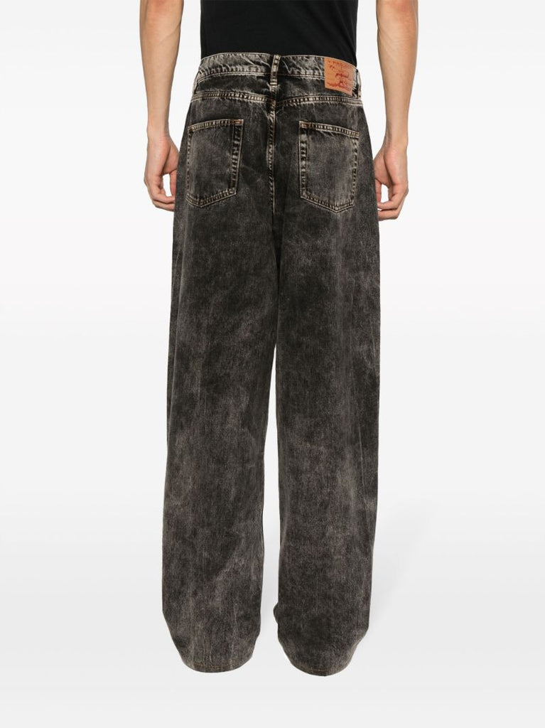 Black Best Patch Wide-leg Jeans